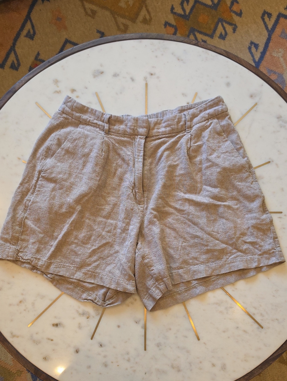 Old Navy Women's Light Taupe Linen-Blend Bermuda Shorts